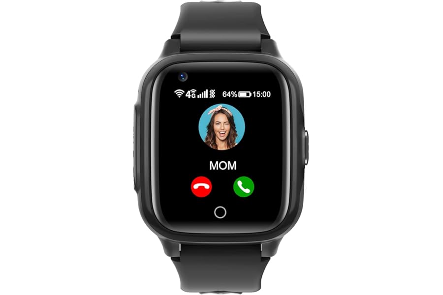 Krostming Smartwatch Children GPS 4G with WiFi Video Call SOS Camera Waterproof Message Alarm Stopwatch Class Mode Music Player Notification Vibration Gift for Boys and Girls