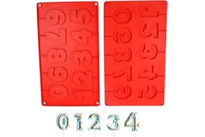 STREEHERJJKEA1 Silicona Molde de Números Chocolate Moldes Número Chocolate Silicona Moldes Moldes Chocolate para Fondant Número Molde Silicona Letra Inglesa para Chocolate DIY Cubitos Hielo Galletas Pasteles 2piezas