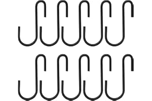 HSYTEK 10 ganci a S, ganci in metallo da appendere, ganci in acciaio inox da appendere, ganci a S per cucina, bagno, conservazione, nero