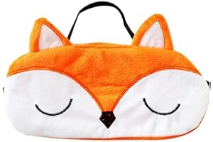 Ulife Mall Masques de Sommeil Mignon Animaux Masque de Nuit en Peluche pour Dormir Voyage Bandeau pour les yeux Respirant Couverture des Yeux pour Enfant Femme Filles - Renard/Orange