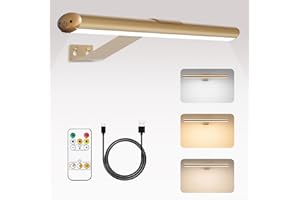 Shulltji Wireless Picture Light with Remote, Dimmable and 3 Color Temp, 4000mAh Rechargeable Battery Lights, LED Dartboard Light, Wall Lights for Livroom, Bathroom, Bedroom (Gold)