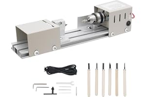 CHIMHOON Minisvarv, metallsvarv, svarv bordssvarv gör-det-själv träbearbetning, med High Precision Chuck mångsidiga graveringsblad dammskydd justerbar hastighet