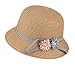 Produktbild Kumkey Strohhut Sonnenhut Kinder Mädchen Faltbar Sonnenschutz Zwei Blumen Breite Krempe Luftiger Hut Sommerhut Sonnenschutz kappe (Khaki)