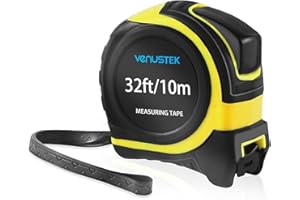 VENUSTEK Retractable Tape Measure 10m 32Ft,Professional Measuring Tape with Metal Belt Clip & Wide Blade,Metric & Imperial Measurement for home users,renovations,Construction.