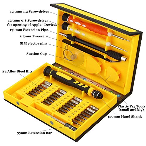 Mini Schraubendreher Set Repair Tool Kit 38-teilig Magnetisierbar Torque Schlitz Kreuzschlitz Etui MECO für Smartphone / Handy / Laptop / PC / iPhone / MacBook - 3