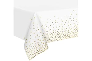 ZVK White Gold Party Table Covers 274x137cm Pack of 3 Disposable Tablecloth Party Tablde Decorations
