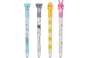 LVZONGXIN Długopis do ścierania, 4 niebieskie cienkie końcówki 0,5 mm, żelowe pisaki pod morzem, pisaki z tuszem ścieralnym, ścieralne bez zużywania arkuszy