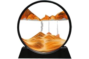 AOLIFLY Immagine di Sabbia in Movimento, Pittura di Sabbia che Scorre Fluente, Paesaggio di Sabbia 3D, Cornice di Sabbia per l'arredamento Della Scrivania Dell'ufficio Domestico (Arancia,12 Pollici)