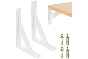LIYIJIKEJI 2 Pcs Equerre Etagere Murale, Support Etagère Murale, Équerre Étagère, Équerres Étagère de Fixation Murale, Équerre Murale Triangulaires, Équerre d'étagère Murale Bois(270 x 190 mm, Blanc)
