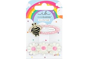 ‎INVISIBOBBLE invisibobble SNAP CLIP KIDS Happy Spring Bee (2 Stück) – Haarspangen Set für Kinder mit Biene & Blümchen – Für Mädchen & Jungen – Kinder Haarspange für dünnes Haar – Stylisch, verspielt & sicher