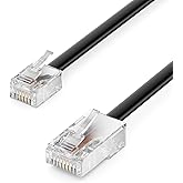 deleyCON 0.5m Telephone Cable RJ11 Over RJ45 Modular Cable 6P4C Flat Cable RJ11 Over RJ45 Modem Router Fax ISDN DSL VDSL Inte