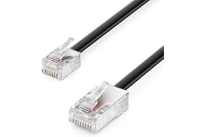 deleyCON 1m Kabel Telefoniczny RJ11 do RJ45 Kabel Modularny Płaski Kabel RJ11 Wtyczka do RJ45 Wtyczka Sieciowa Gniazdo Telefoniczne Modem Router Faks ISDN DSL VDSL Internet Czarny