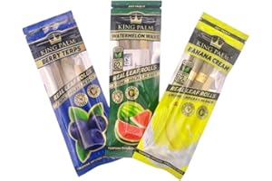GENERIC King Palm Flavoured Pre Rolled Cones - 3 Flavour Multipack (Slims) 1.5g - (Banana Cream, Blueberry Terp, Watermelon Wave) - 6 Pack with 3 Bamboo Packing Sticks