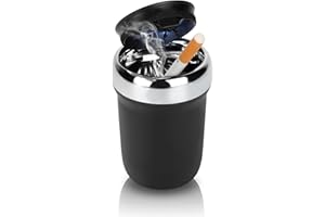 icyant Car Ashtray with Lid Smell Proof, Detachable Car Ashtray with Light, Ceramics Inner Car Smoking Accessories Car Cigarette Ashtray Fit Most Car Cup Holder or Indoor Outdoor Use