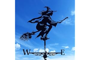 GORWOCO8 Metal weather vanes Black Witch Shape Weathercock 75x40cm，Wind Direction Indicator for Garden Decor Roof Outdoor, Wind Vane Garden Courtyard Decoration