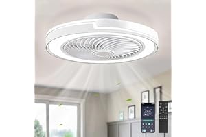 ‎SXLXQM SXLXQM Deckenventilator mit Beleuchtung, LED Deckenleuchte mit Ventilator Fernbedienung und APP 50cm Ventilator lampe decke, 6 Windstufen Leise Wohnzimmer Schlafzimmer Deckenventilator Licht, Weiß