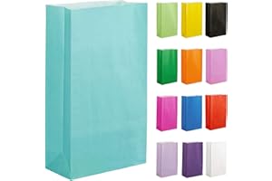 Thepaperbagstore 10 Bleu clair sacs cadeaux en papier (14 x 24.5 x 7 cm) pour fêtes d'enfants et d'adultes, anniversaires, mariages, baby showers, enterrements de vie de jeune fille et bonbons.