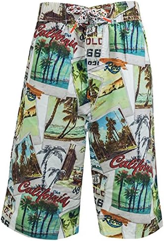 justfound4u Big Boys Kids Long Knee Length Swim Shorts Swim Trunks Children Surf Board Wear Mesh Lined Blue Black White Printed Size XXS - L 9 10 11 12 13 14 15 16 Years (Printed, 15-16 Years (L))