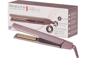 Remington plancha alisadora AIRvive, tecnología Ionic Air para resultados duraderos, Revestimiento cerámico ultrasuave con microacondicionadores (placas estrechas, pantalla LCD, 150-230 °C) S8930