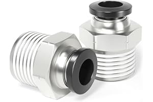 TAILONZ PNEUMATIC Copper Male Straight 12mm Tube OD x 1/2 BSP Push to Connect Fittings PC12-04 (Pack of 2)