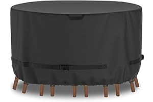 Aipwerer Funda para Muebles de Jardin Exterior, 600d Oxford Funda Protectora Conjuntos de Mueble Redonda Jardin Impermeable, Anti UV, Funda para Mesa y Sillas Exterior Jardin Terraza (Ø190x71cm)