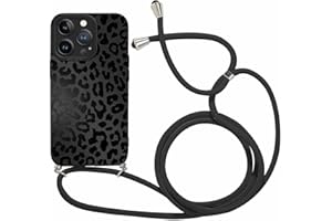 Coalbooliy Handyband für iPhone 14 Pro Hülle mit Band, Aesthetic Leopard Muster Verstellbarer Halskette Handyhülle Kordel Umhängen Silikon TPU Case Stoßfest Kamera Schutzhülle Kette Cover, 03