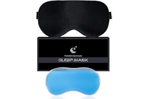 AOSUN Antifaz para Dormir, Antifaz Gel Frio Brinda Una Experiencia Diferente, Alivia La Fatiga Ocular Y Te Proporciona Vitalidad (Negro)