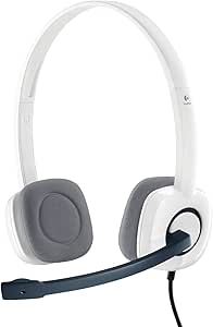 Logitech H150 Wired Headset, Stereo Headphones with Rotating Noise-Cancelling Microphone, Dual 3.5 mm Audio Jack, In-Line Controls, PC/Mac/Laptop - White