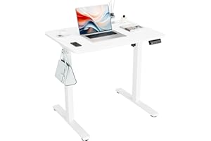 ‎ERGOMAKER ERGOMAKER Elektrischer Höhenverstellbarer Schreibtisch 80x60cm (31.5"x23.6"), Höhenverstellbarer Tisch mit Spleißplatte (Weißes Gestell + Weiße Tischplatte)
