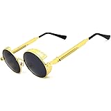 RONSOU Steampunk Stile Rotondi Vintage Polarizzati Occhiali da Sole Retrò Occhiali UV400 Protezione Metallo Telaio