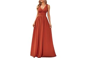 Ever-Pretty Vestito da Cerimonia Donna Linea ad A Stile Impero Chiffon Scollo a V Senza Maniche Abito da Damigella 09016
