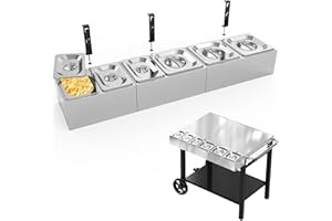 Denmay Lot de 6 récipients à pizza en acier inoxydable avec couvercle pour barbecue et cuisine