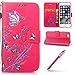 Produktbild iPhone 7/8 Hülle Leather,Wallet Flip Cover for iPhone 7/8,Hpory Retro Blume Rattan Butterfly Muster Bling Flash-Pulver Handyhüllen Leder PU Bookstyle Klapphülle Case With Multi-Kredit Kartenfächer Wallet Flip Cover mit Magnetverschluss und Ständer PU Leder Und Silikon Innenschale Anti-Staub Anti-Kratzer und Shockproof Tasche Schutzhülle für iPhone 7/8 + 1 x Hpory Stylus-(Rosenrot)