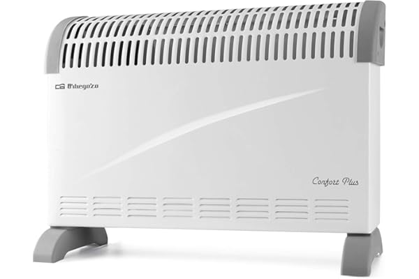 Orbegozo CV 2300, Radiador eléctrico bajo consumo, convector, 2000 W, 3 niveles de potencia, termostato regulable, interruptor luminoso, protección contra sobrecalentamiento, silencioso, color blanco