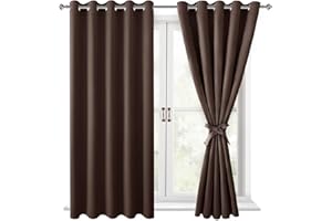 Hiasan Verdunklungsvorhänge Gardinen mit Ösen,Braun Blickdicht Vorhänge,2 Stück,167 x 137 cm (Breite x Höhe),weiche Schiebevorhänge für Schlafzimmer,Wohnzimmer usw.