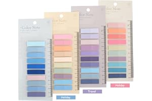 JIEYAN 800 Stücke Haftnotizen Tabs, 4 Set Morandi Sticky Notes, Beschreibbare Klebezettel Pastell Tabs mit Herrscher für Pagemarker Haftmarker