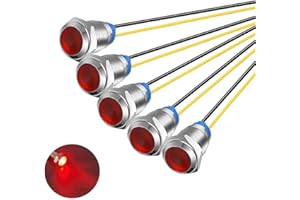 Gebildet 5pcs 10mm 230VAC LED Indicatore Luminoso in Metallo Lampada di Segnalazione Impermeabile (Rosso)