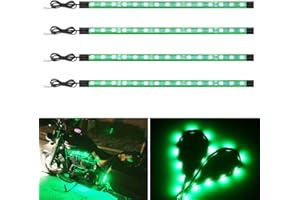 YM E-Bright Luci LED per carrello da golf verdi Luci di striscia a led sottoluce per barche marine Moto Kayak Interni Esterno 5050 Chipset 15SMD Impermeabile IP67 DC 12V (confezione da 4)