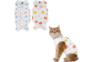 GIEEU 2 Pack Cat Recovery Suit,Breathable Cats Vest after Surgery Female,Adjustable Spay Surgery Recovery Suits for Abdominal Wound Care,Alternative to Cones,Size M (2~4KG Cat)