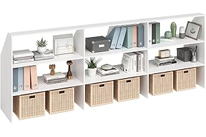 Bellamio Aland Dachschrägen Regal in weiß – offener Dachschrägenschrank mit 9 Fächern – Bücherregal/Kleiderschrank – platzsparender Stauraum für schräge Wände – Nischenschrank 100x268x50 (HxBxT)
