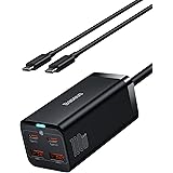Baseus 100W USB C-laddare PD GaN III, PPS 4-portars snabbkompakt med 5 fot växelströmskabel, strömadapter för Mac-Book Pro 16