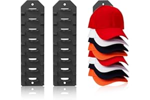 Cxqbsmy Hat Organizer for Baseball Caps, Hat Hanger 2PCS Hat Rack Adhesive Cap Holder for Wall Hold Up to 16 Hats
