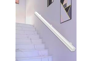 KEPMOGOH Wooden Stair Handrails 50-600cm, Wall Mount Elderly Railings Safety Hand Support Rail Corridor Rod, Wood Rail for Staircase, Lofts Decking Banister, Grab Bar Kit (White, 150cm)