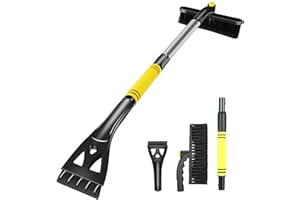 LKOIVNED Grattoir à Neige, Grattoir à Glace pour Pare-Brise de Voiture, Brosse à Neige de Voiture Détachable Extensible avec Tête Rotative à 360 Degrés pour Voiture SUV Camion