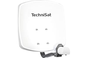 TechniSat DIGIDISH 33 - Satellite Dish for 2 Participants (33 cm Compact Satellite System - Complete Kit with Wall Mount and Universal Twin LNB) White Polar
