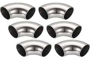 PATIKIL 6pcs Coude À 90 Degrés Mandriné, 38mm OD Coude En Acier Pour Échappement Raccord De Tuyauterie D'échappement 304 Acier Inoxydable pour Exhaust Pipe Stair Handrail HVAC