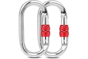 Mousquetons Escalade, Malayas 2pcs Mousquetons de Sécurité 25KN en Forme de O Mousqueton à Verrouillage pour l'escalade, la Descente en Rappel, hamacs, Laisse pour Chien, Bouteille