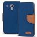 Produktbild Samsung Galaxy S3 Mini Hülle, Conie Mobile Textil Booksytle Handyhülle, Klapptasche, Kartenfächer, Silikon Schale, Wallet Schutzhülle in Blau