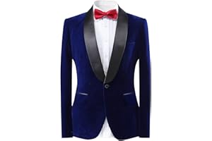 YOUTHUP Chaqueta de terciopelo para hombre, cuello de chal, ajustada, 1 botón, para boda, formal, para vestir