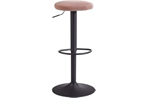 FINEBUY MÖBEL ZUM WOHLFÜHLEN FineBuy Sgabello Bar 58-79 cm Rosa Velluto/Metallo Regolabile Moderno | Sgabello da Cucina Sedia Alta Senza Schienale | capacità di carico Massima: 100 kg